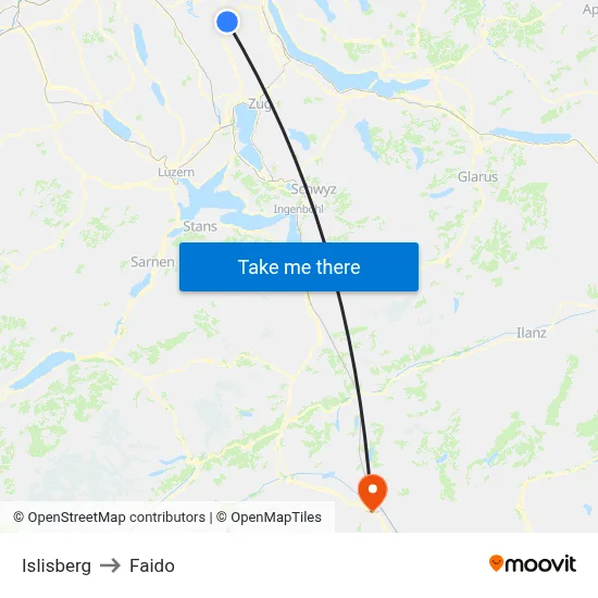 Islisberg to Faido map