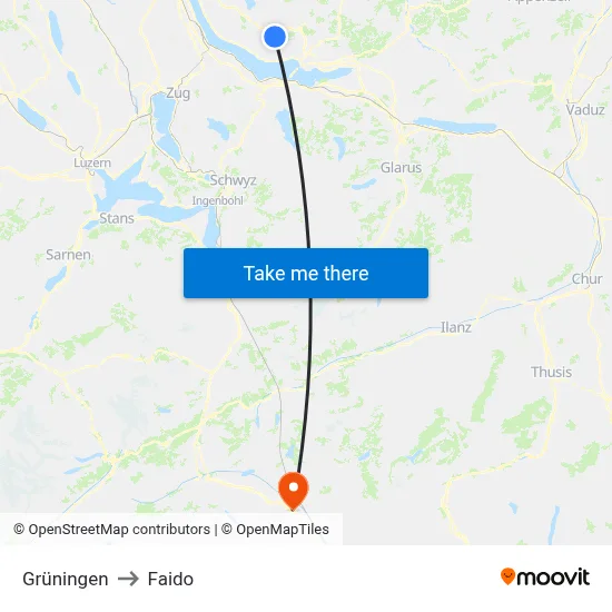 Grüningen to Faido map