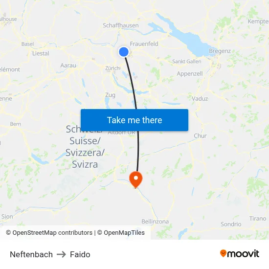 Neftenbach to Faido map