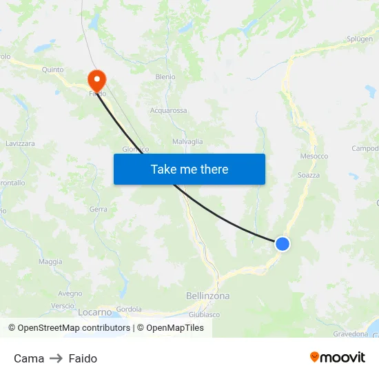 Cama to Faido map