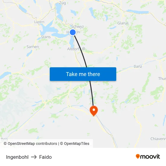Ingenbohl to Faido map
