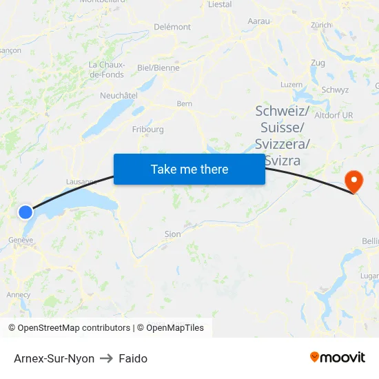 Arnex-Sur-Nyon to Faido map