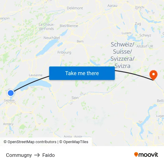 Commugny to Faido map