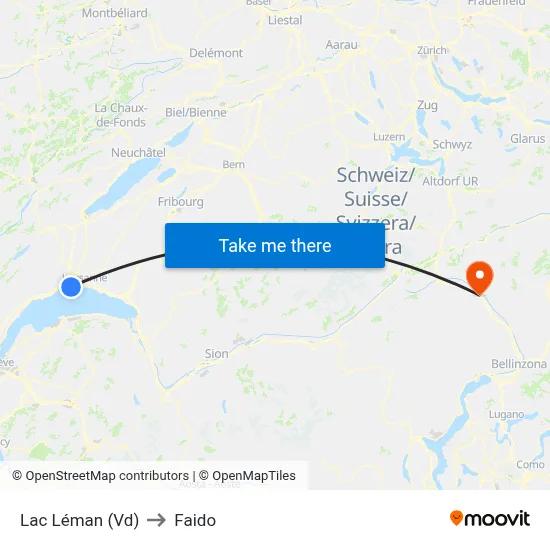 Lac Léman (Vd) to Faido map