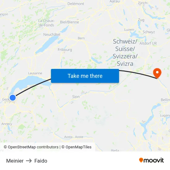 Meinier to Faido map
