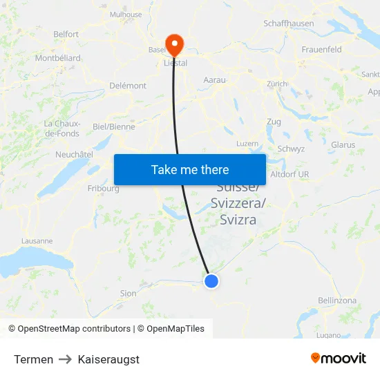Termen to Kaiseraugst map