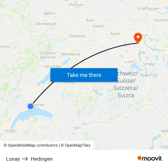 Lonay to Hedingen map