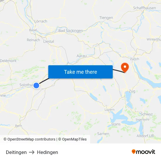 Deitingen to Hedingen map