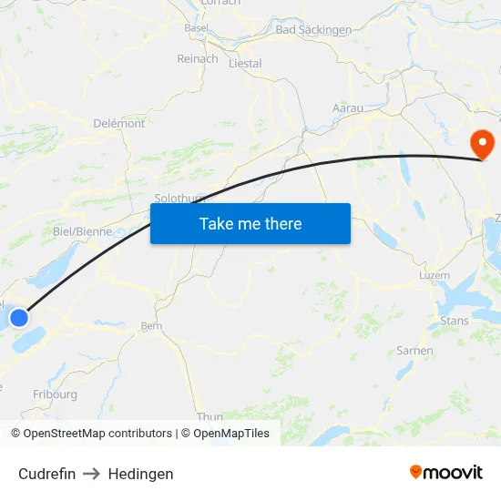 Cudrefin to Hedingen map