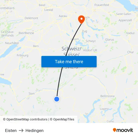 Eisten to Hedingen map