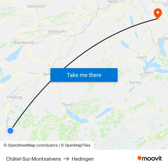 Châtel-Sur-Montsalvens to Hedingen map