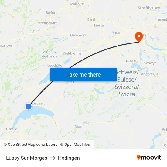 Lussy-Sur-Morges to Hedingen map