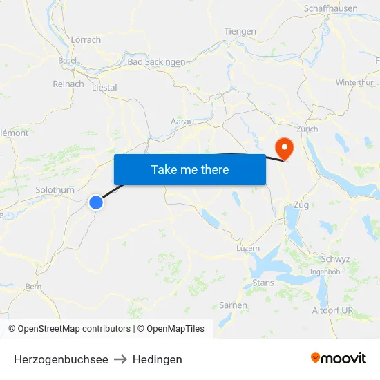 Herzogenbuchsee to Hedingen map