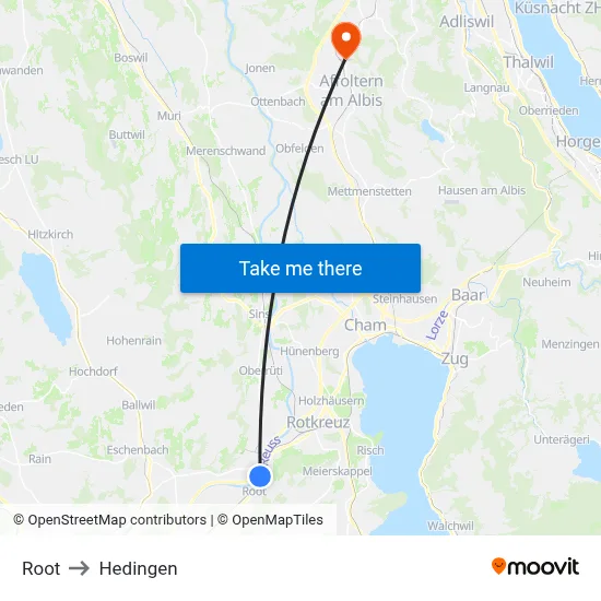 Root to Hedingen map