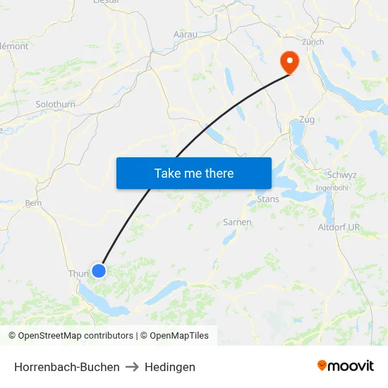 Horrenbach-Buchen to Hedingen map
