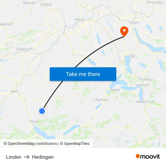 Linden to Hedingen map