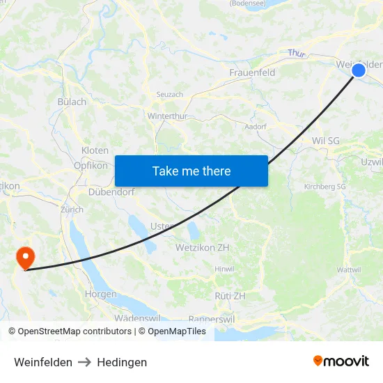 Weinfelden to Hedingen map