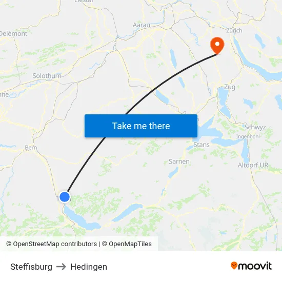 Steffisburg to Hedingen map