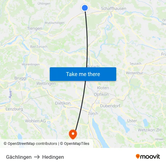 Gächlingen to Hedingen map