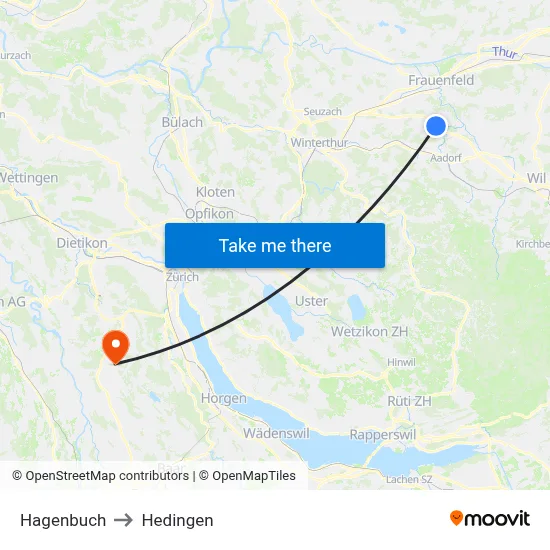 Hagenbuch to Hedingen map