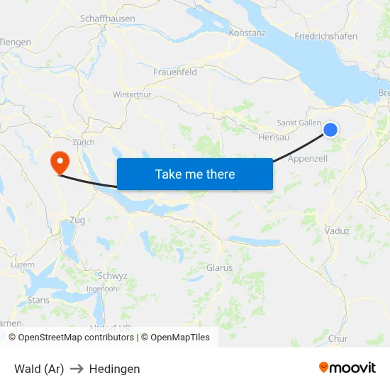 Wald (Ar) to Hedingen map