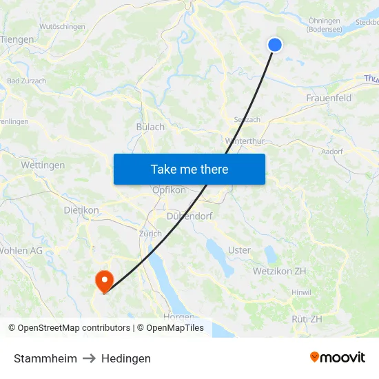 Stammheim to Hedingen map