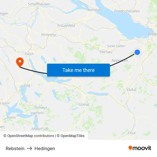 Rebstein to Hedingen map