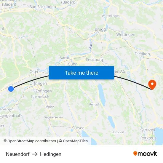 Neuendorf to Hedingen map