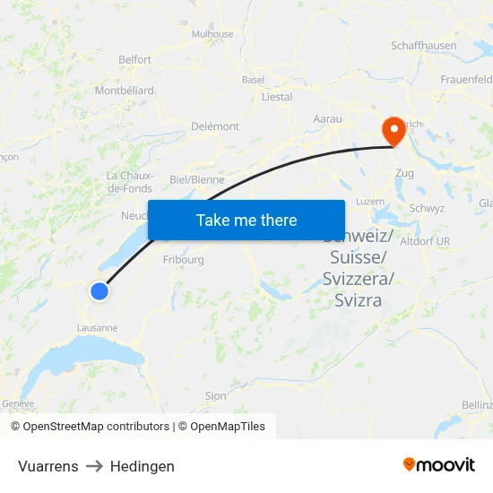 Vuarrens to Hedingen map