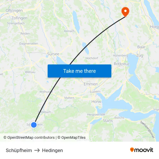 Schüpfheim to Hedingen map