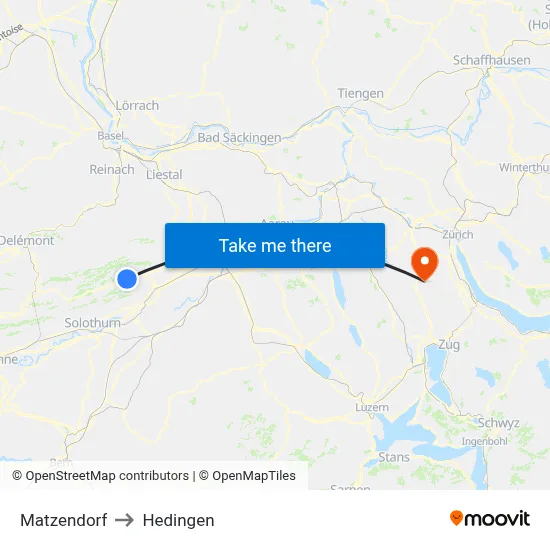 Matzendorf to Hedingen map