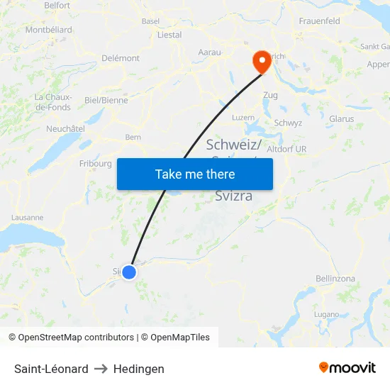 Saint-Léonard to Hedingen map