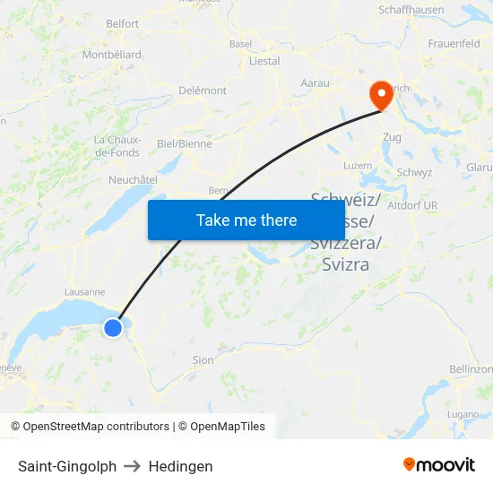 Saint-Gingolph to Hedingen map