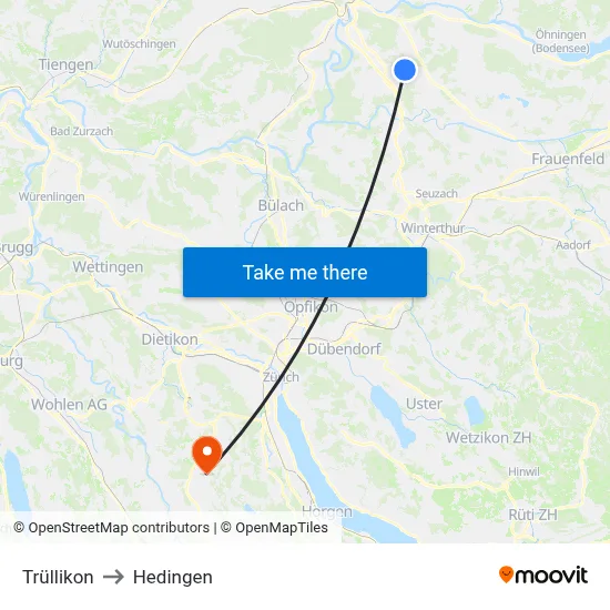 Trüllikon to Hedingen map