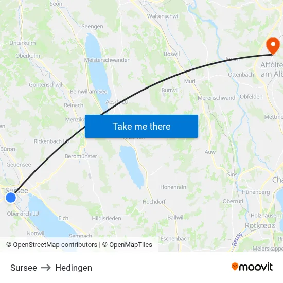 Sursee to Hedingen map