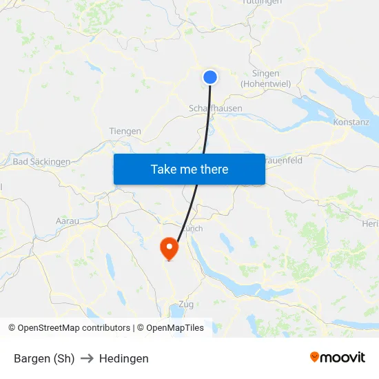 Bargen (Sh) to Hedingen map