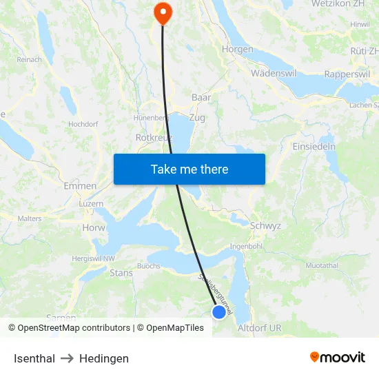 Isenthal to Hedingen map