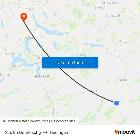 Sils Im Domleschg to Hedingen map