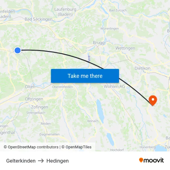 Gelterkinden to Hedingen map