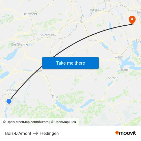 Bois-D’Amont to Hedingen map