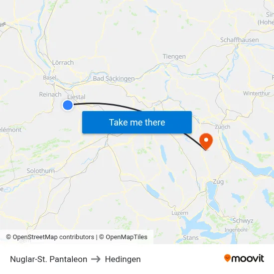 Nuglar-St. Pantaleon to Hedingen map