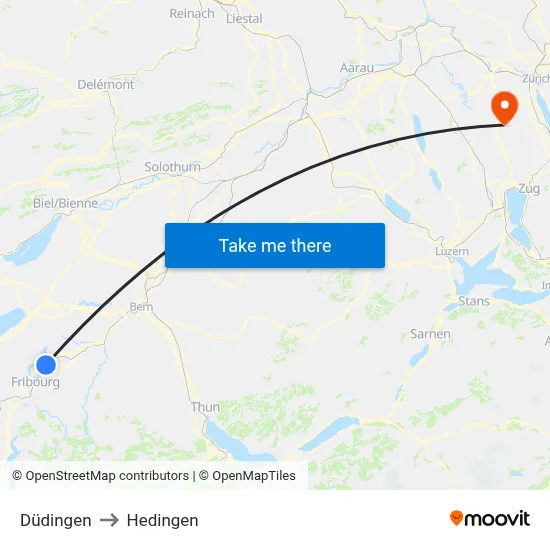 Düdingen to Hedingen map