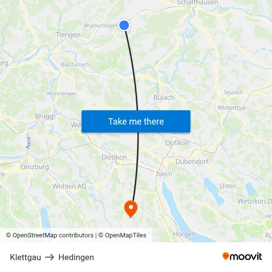 Klettgau to Hedingen map