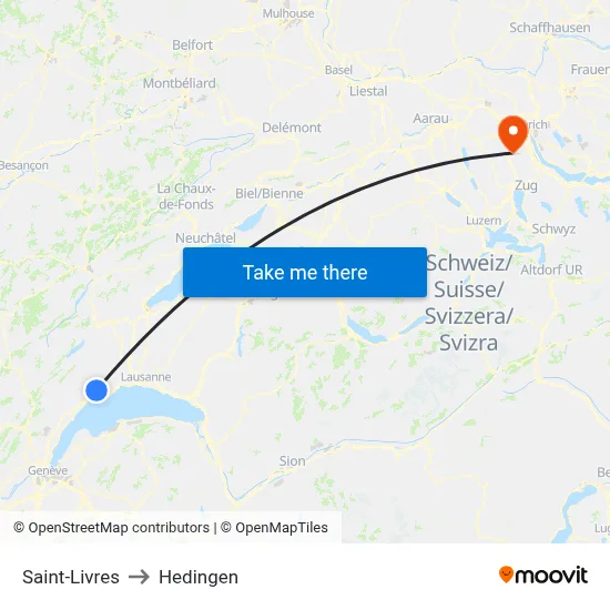 Saint-Livres to Hedingen map