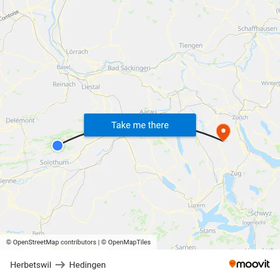 Herbetswil to Hedingen map