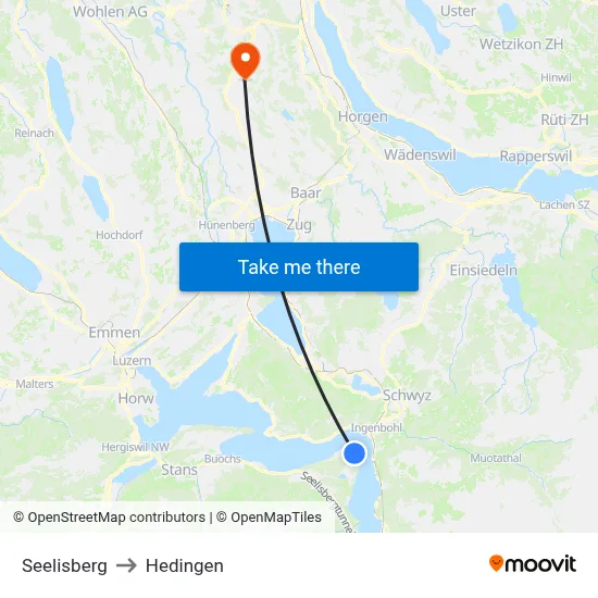 Seelisberg to Hedingen map