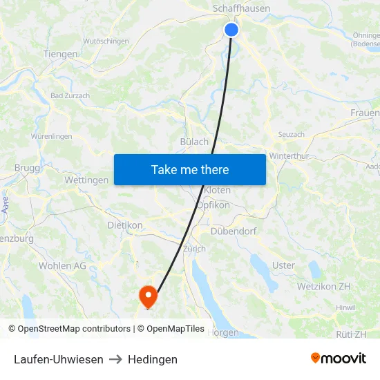 Laufen-Uhwiesen to Hedingen map