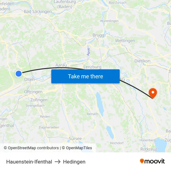 Hauenstein-Ifenthal to Hedingen map