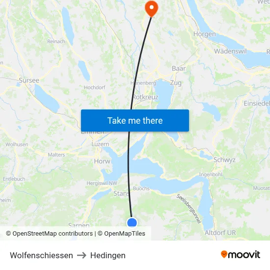 Wolfenschiessen to Hedingen map