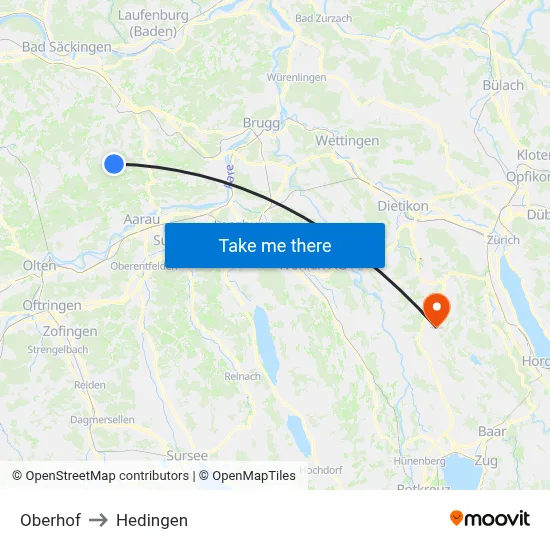 Oberhof to Hedingen map